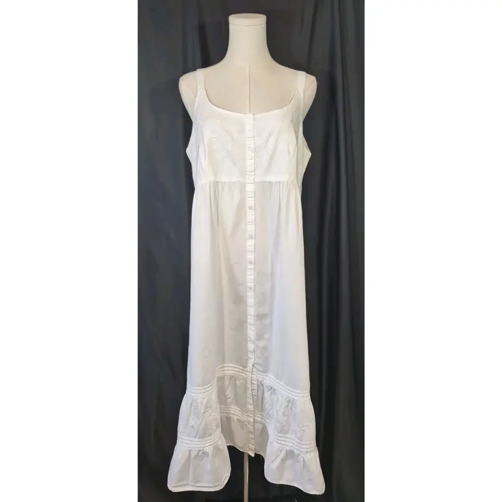 The 1 For U Ruby White Cotton Sleeveless Nightgown Medium
